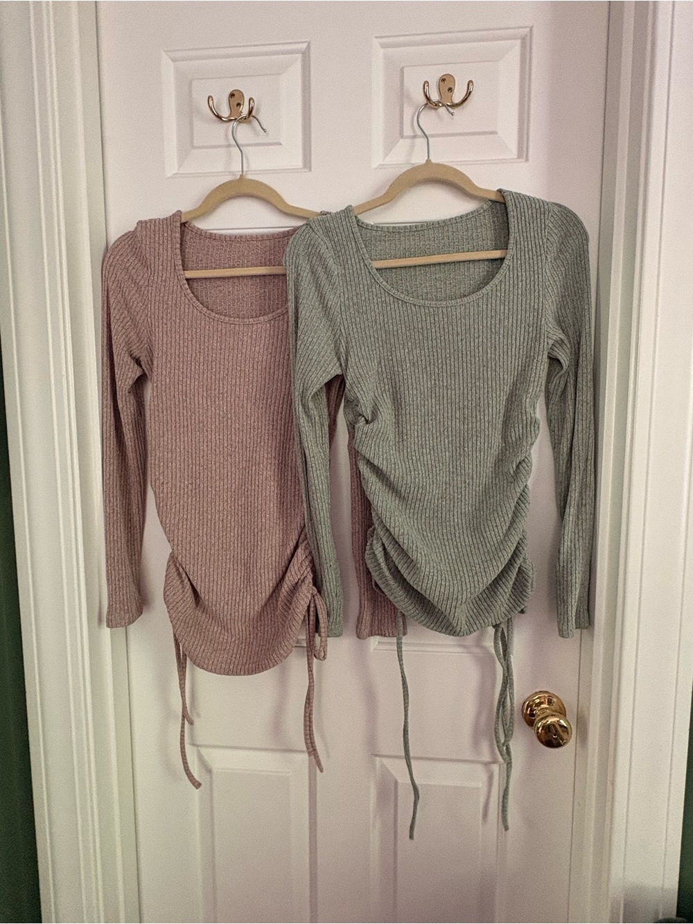 Maternity bundle- SHEIN Ribbed Knit Tops in Sage Green and pink